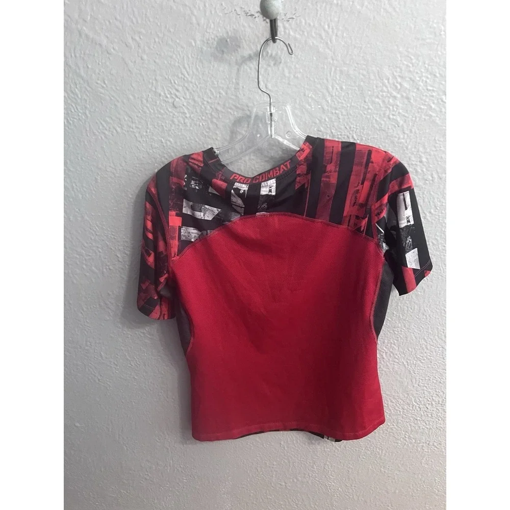 Boy's Nike Pro Combat Dri-Fit Compression Short Sleeve Shirt‎ Size XL Red Black